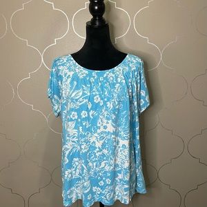 🏷️ Madison Tropical Print Short Sleeve Top Size 2X